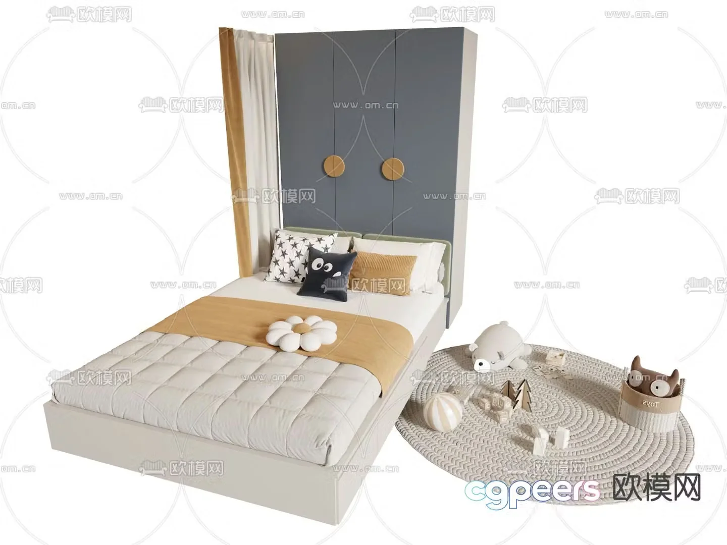 Modern children’s bed tatami bed 3d model