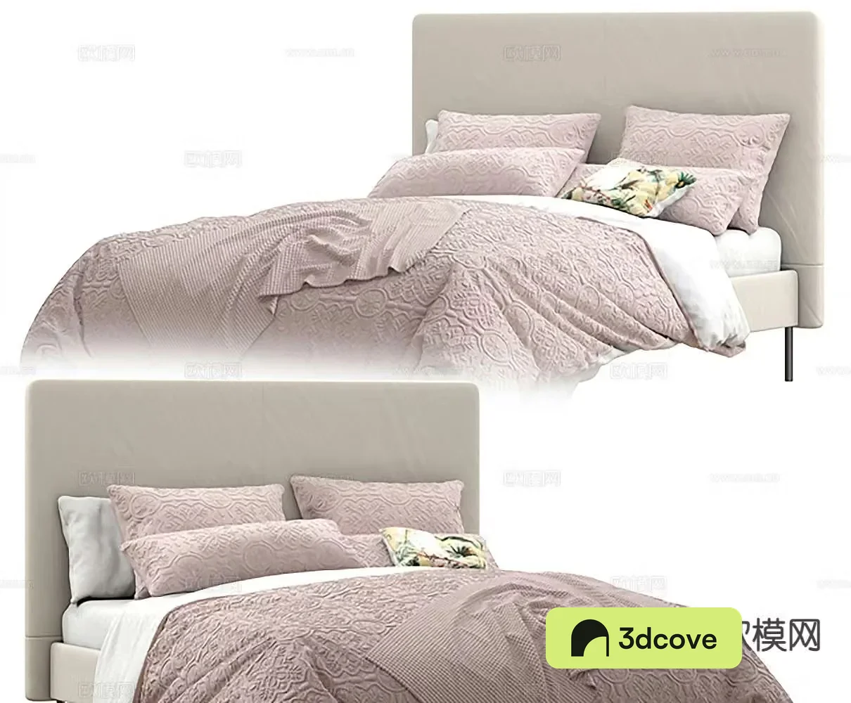 Modern double bed 3d model