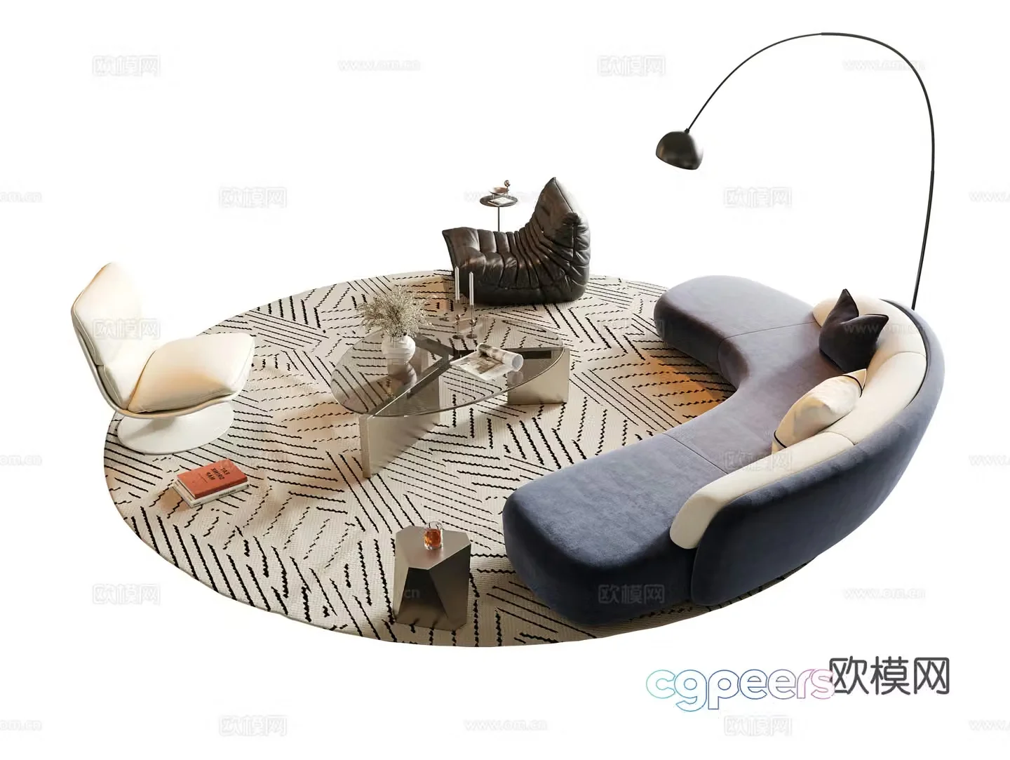 Modern sectional sofa 3d model
