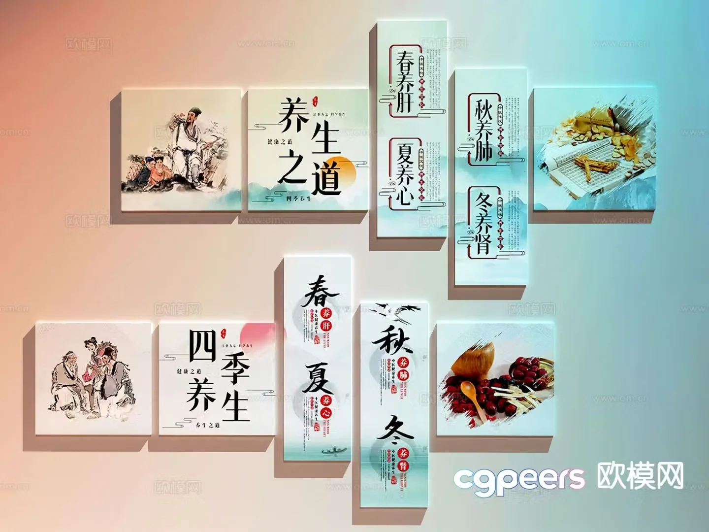Traditional Chinese Medicine Health Center Decorative Painting 3D Model