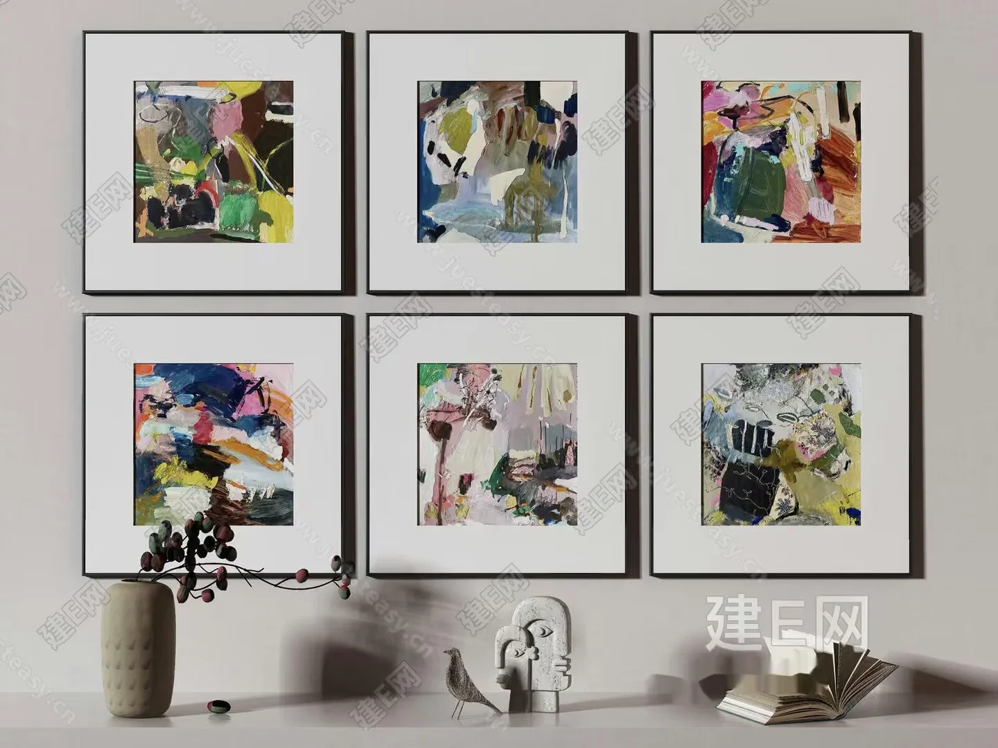 Modern Abstract Art Pieces 3D Model – 15176 – VRAY Render