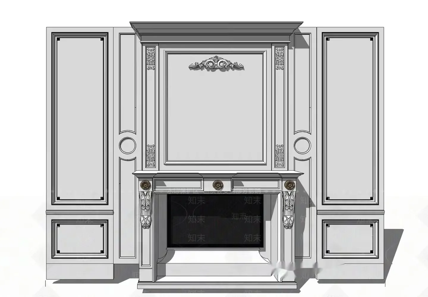 A White Fireplace 3D Model – 18596 – VRAY Render