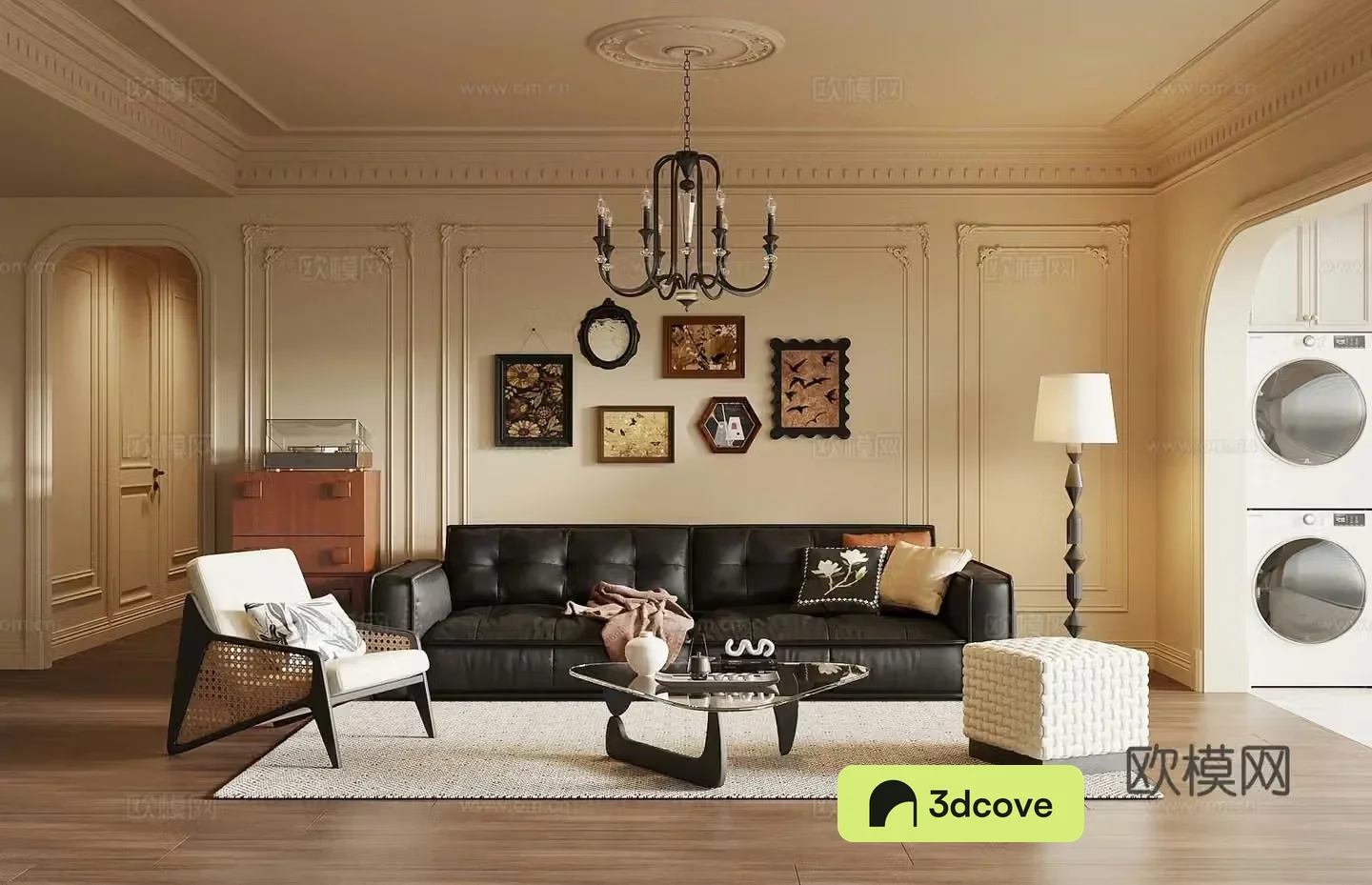 French medieval style living room sofa background wall sofa coffee table combination