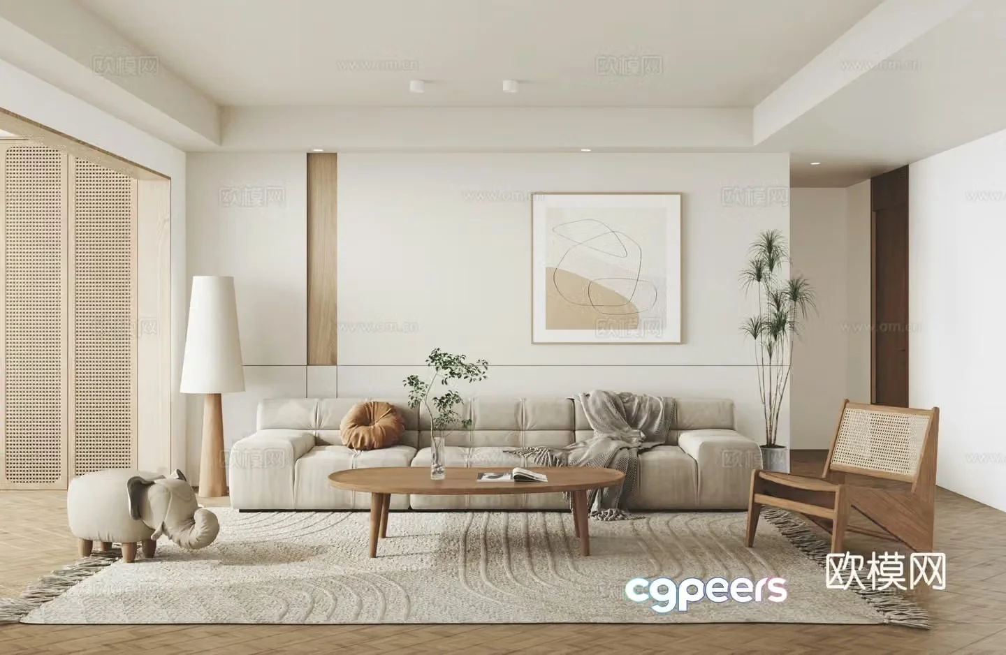 Modern minimalist living room 3d model