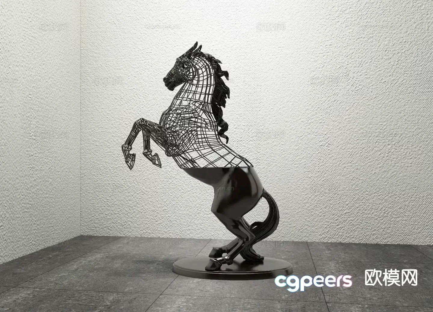 Horse sculpture galloping horse sculpture 3d model