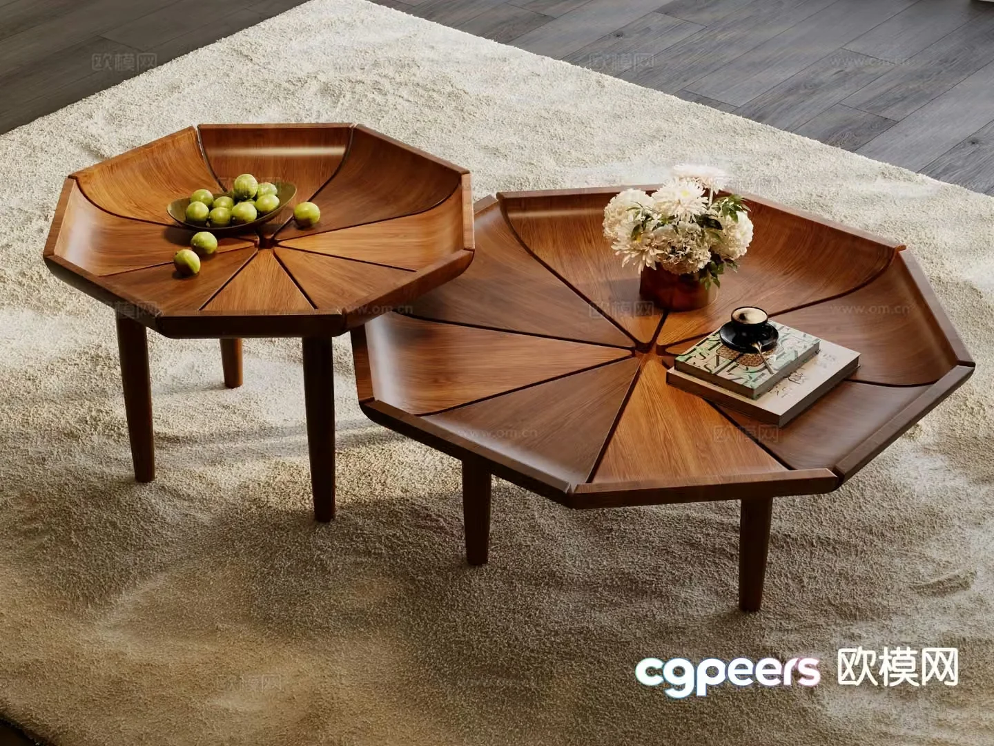Medieval style coffee table wooden coffee table 3d model