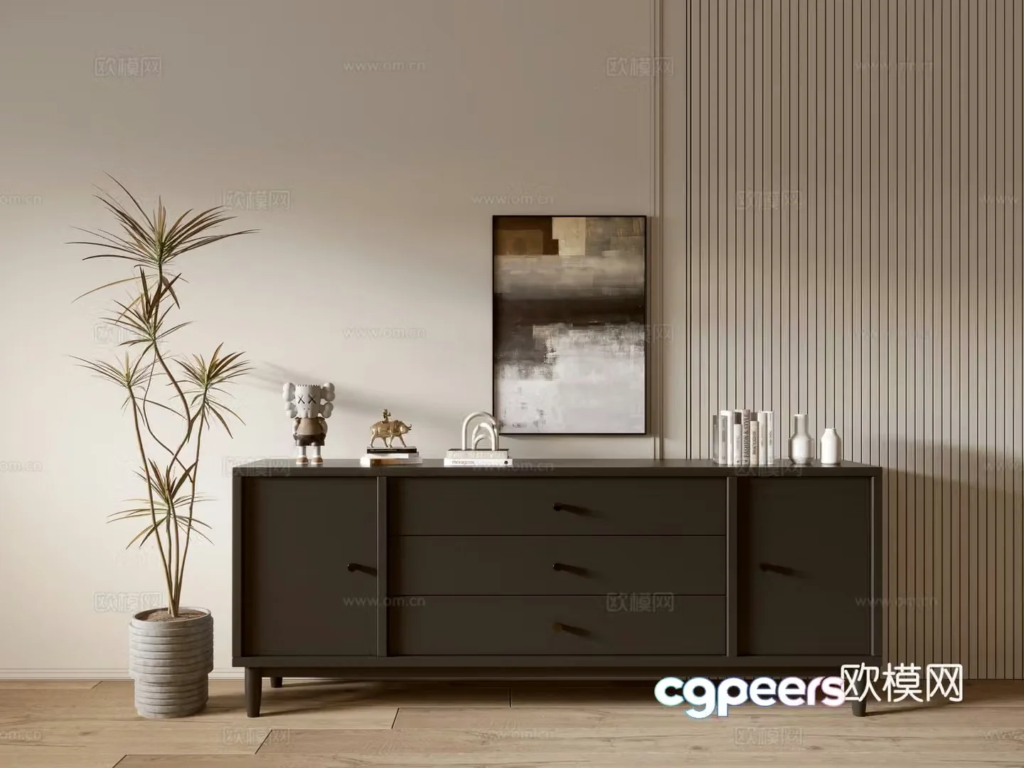 Modern black cabinet ins wind side cabinet chest cabinet low cabinet whole cabinet dining side cabinet balcony cabinet 3d model