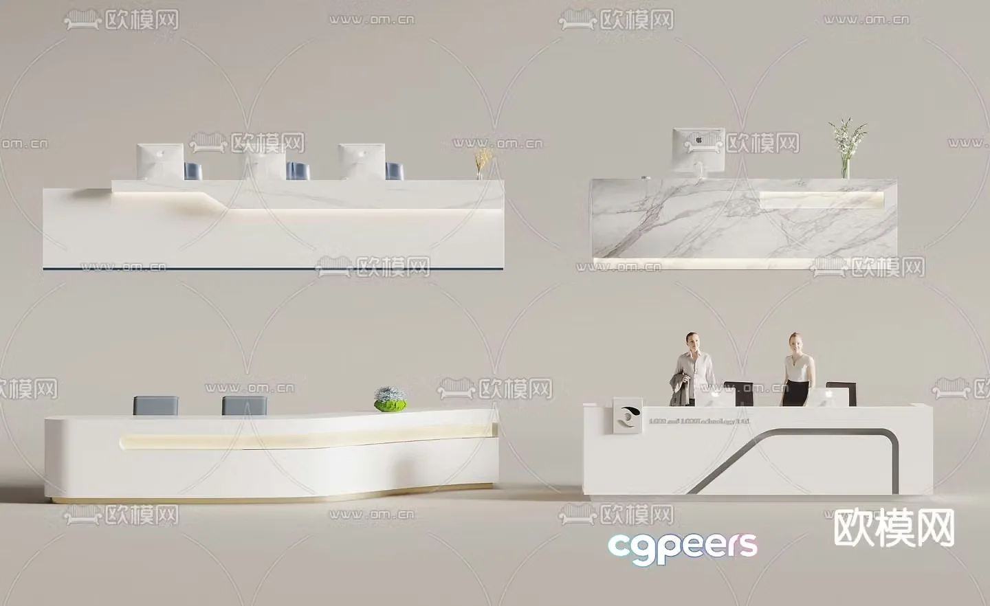 Front desk reception desk service desk information desk 3d model