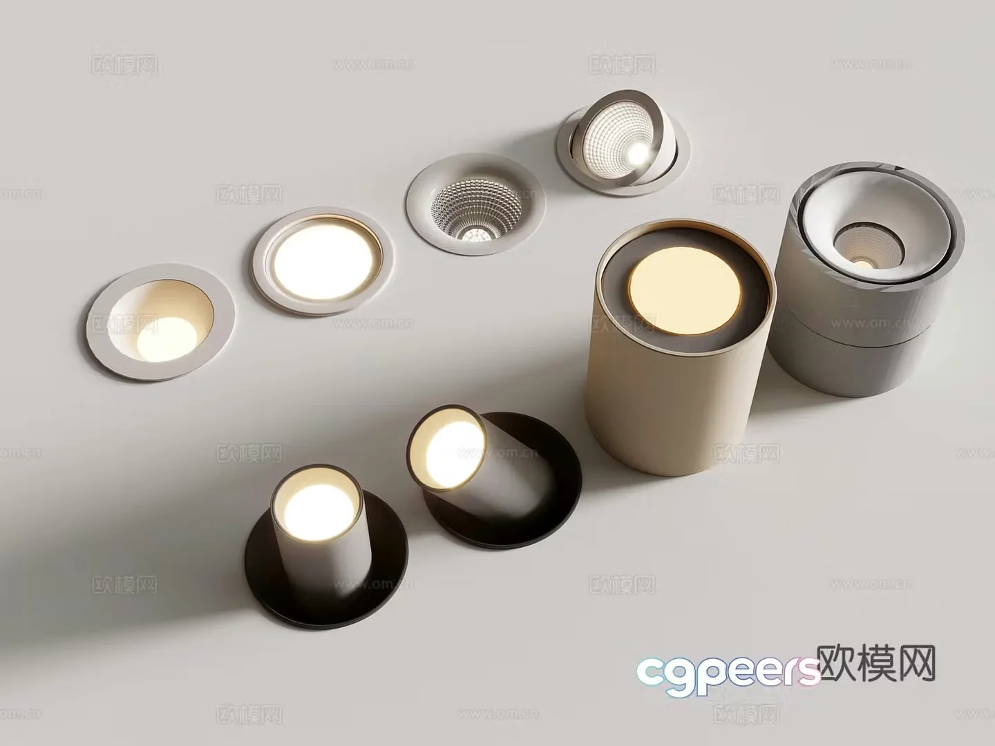18 spotlights modern downlight spotlight 3d model