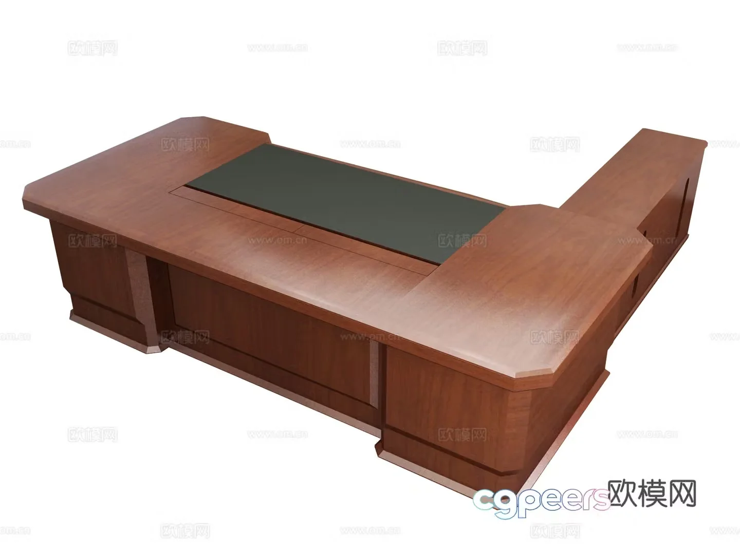 Modern solid wood executive desk 3D model