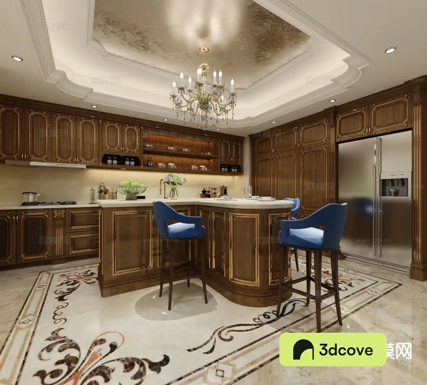Open kitchen island cabinet