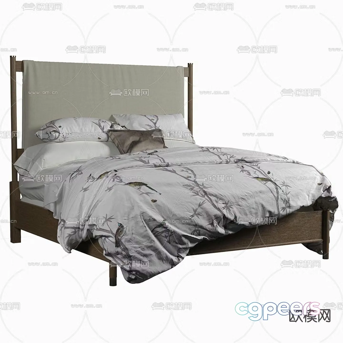 Modern double bed 3d model