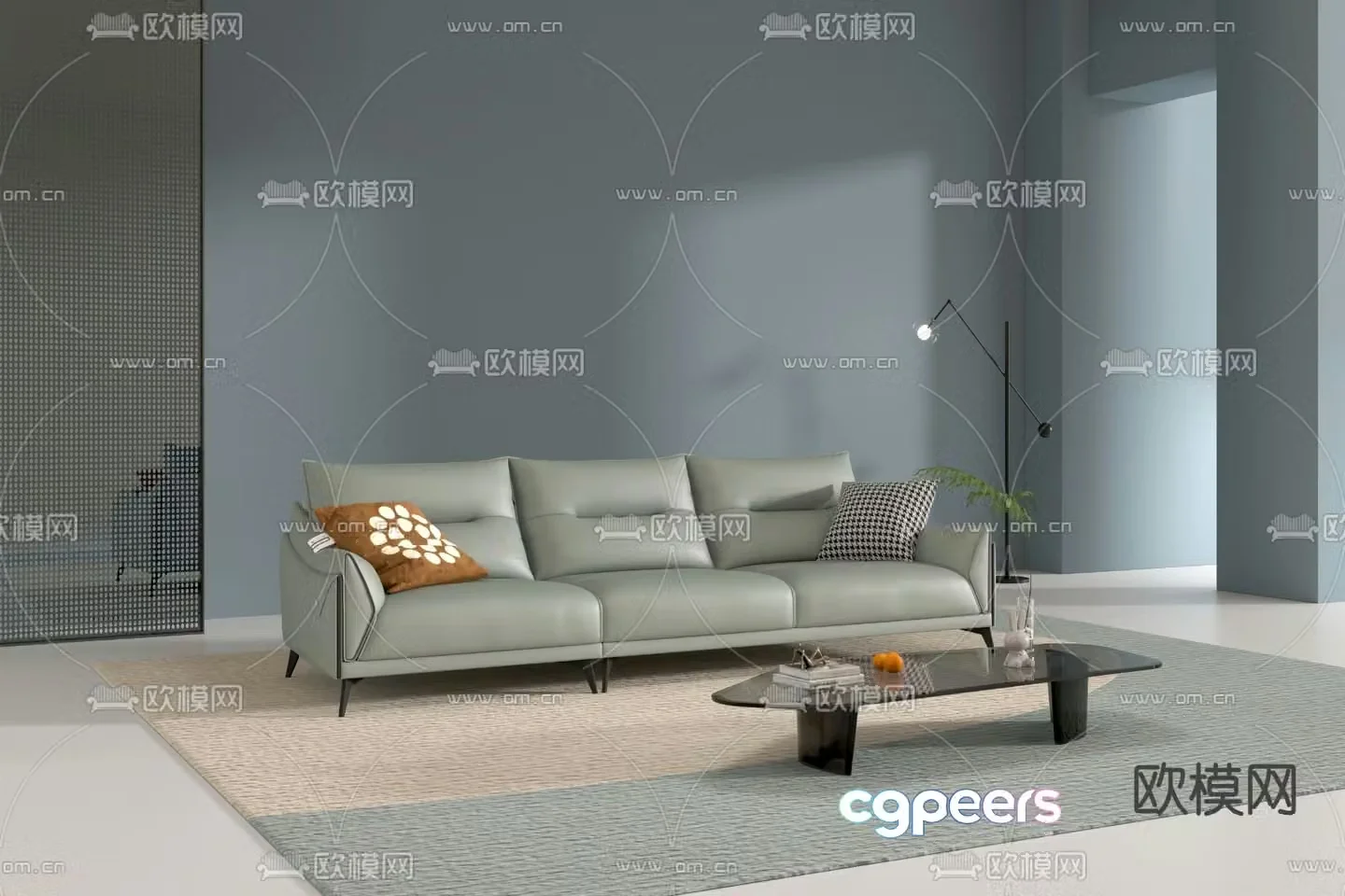 Three seater sofa leather sofa 3d model
