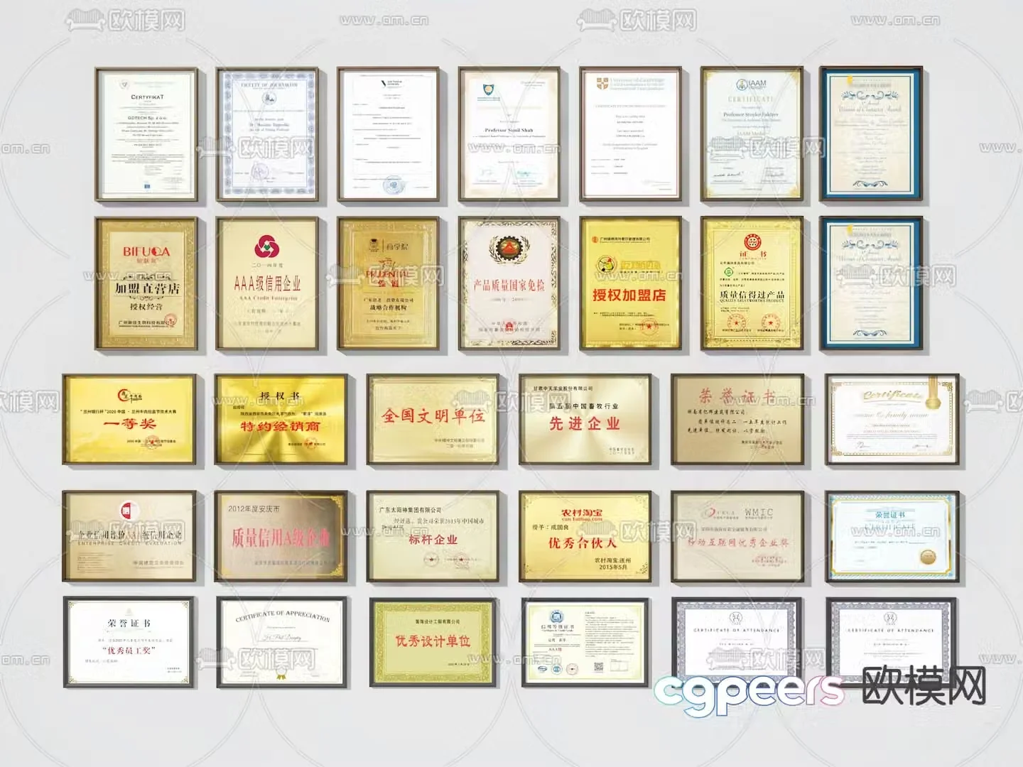 Certificate of Honor Honor Wall Certificate 3D Model
