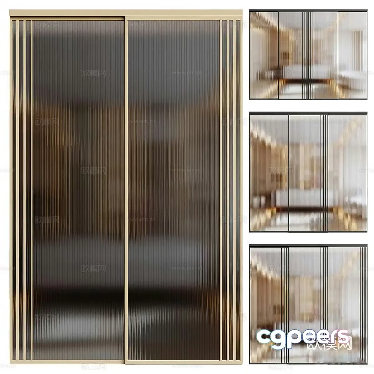 Modern minimalist glass sliding door 3d model