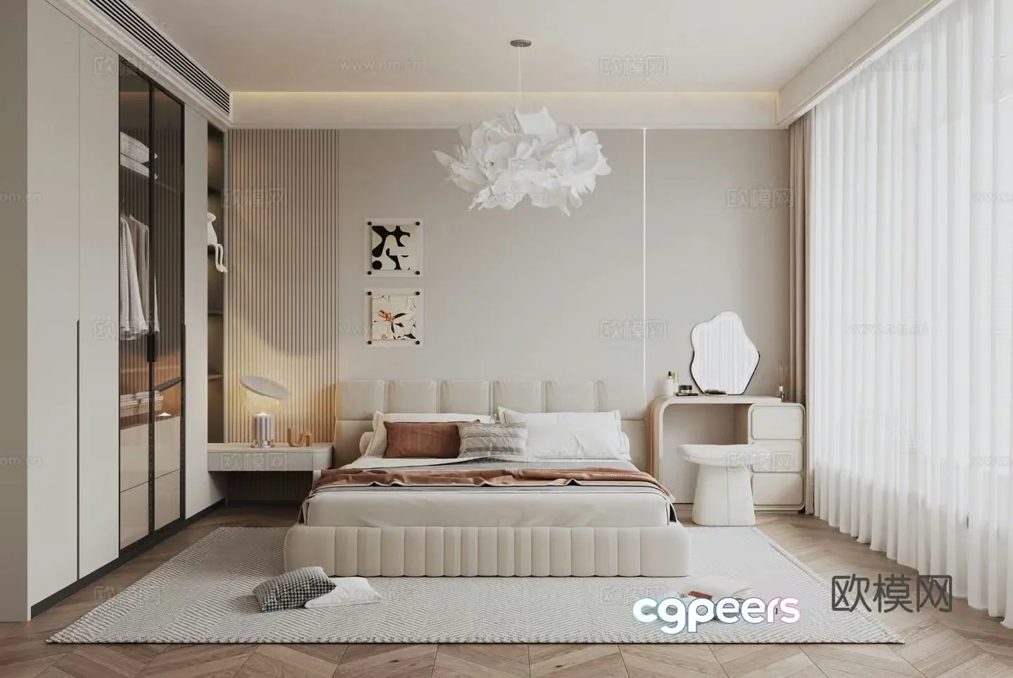 Cream style bedroom master bedroom 3d model