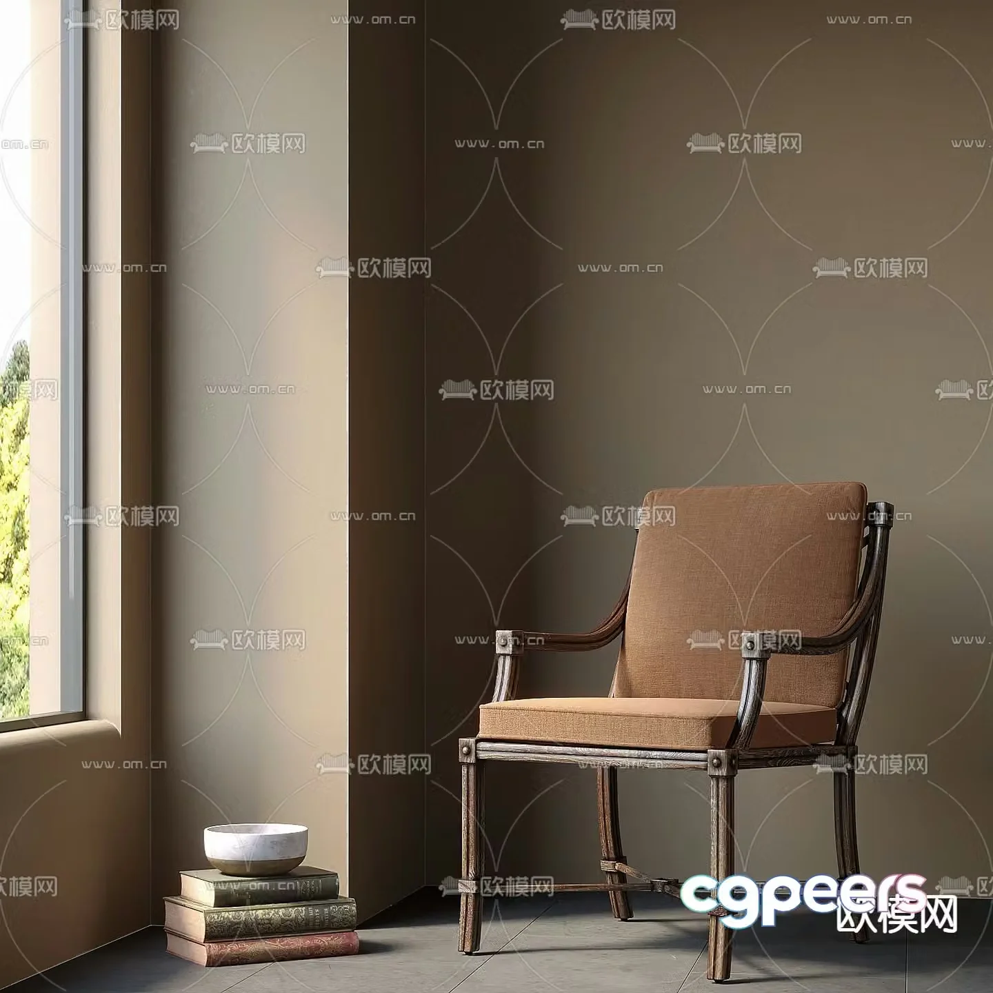 Wabi-sabi style single chair seat 3d model