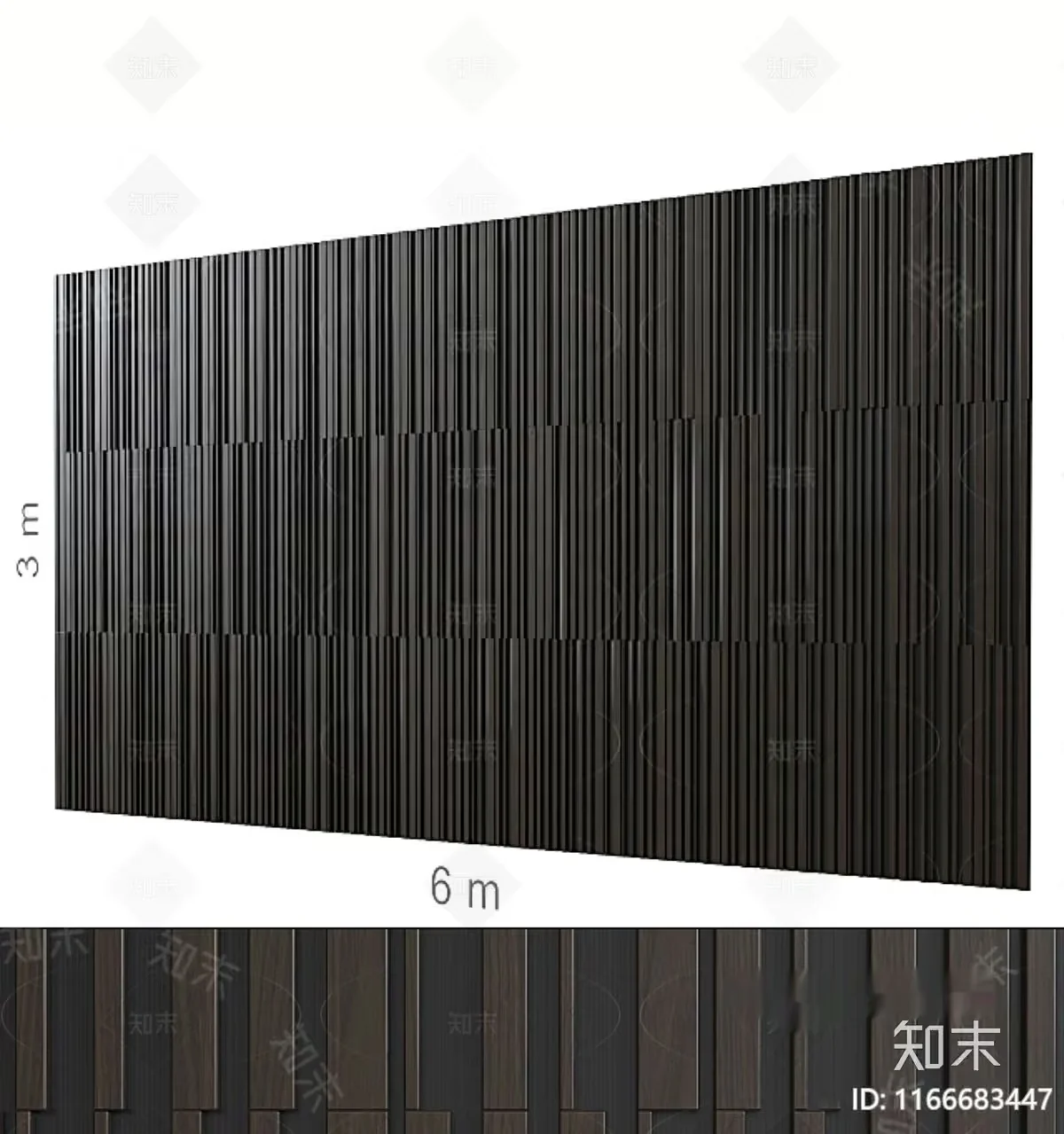 A Dark Brown Wall With Vertical Slats 3D Model – 23712 – VRAY Render