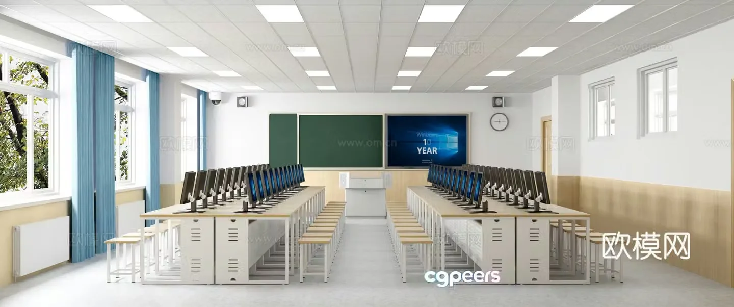 Computer multimedia classroom 3D model