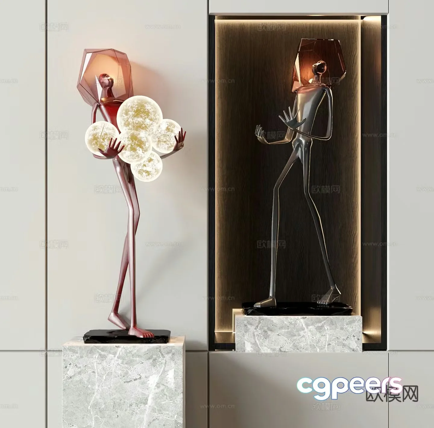 Modern figure sculpture ornaments 3D model
