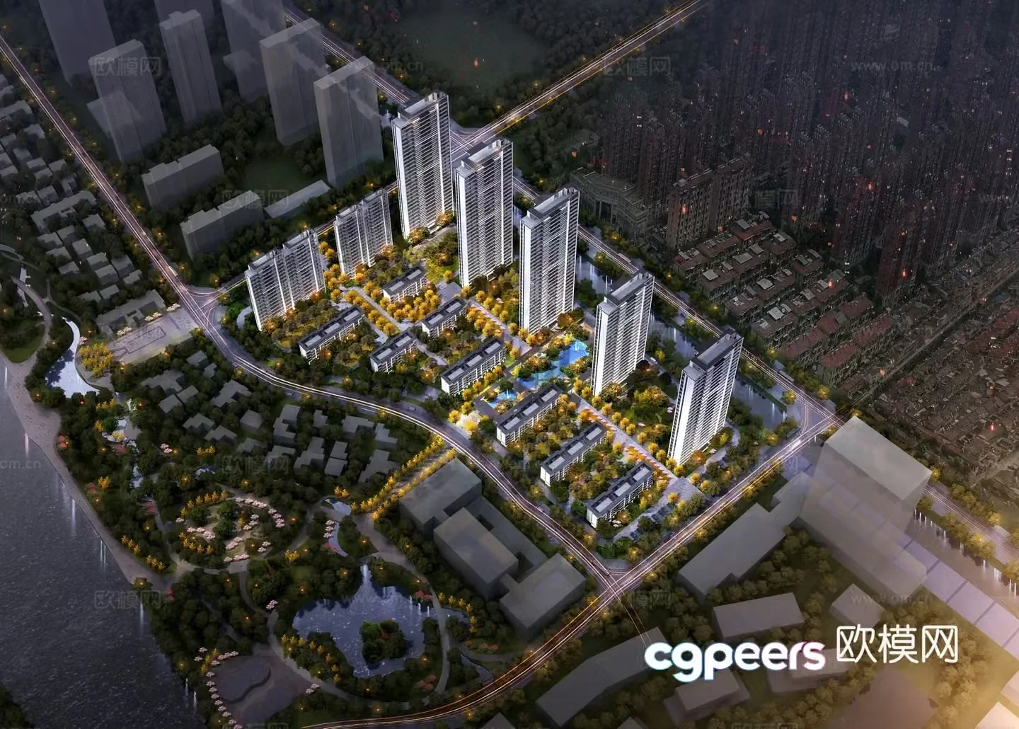 Residential aerial view 3d model