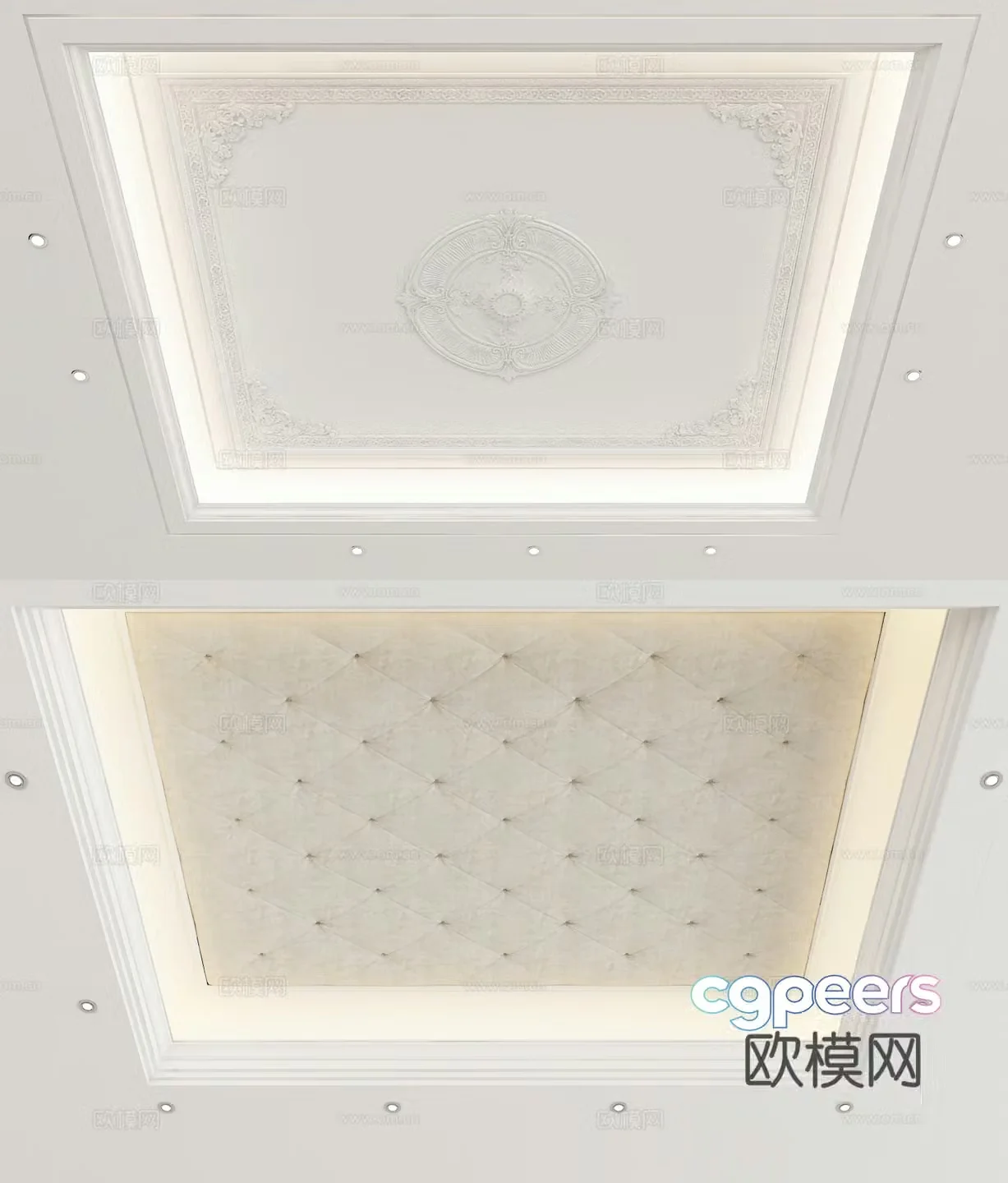 European style ceiling gypsum carved ceiling 3D model