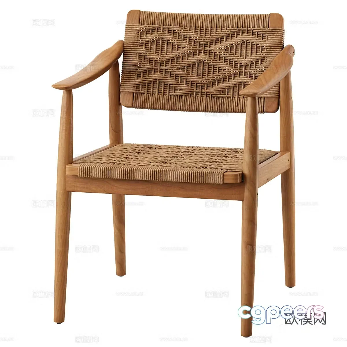 Nordic simple single chair chair simple chair rattan chair casual chair 3d model