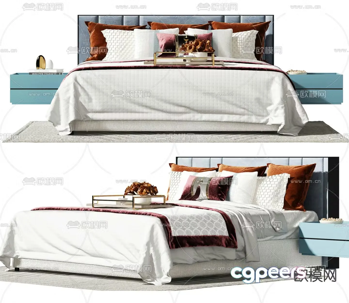 Modern double bed 3d model