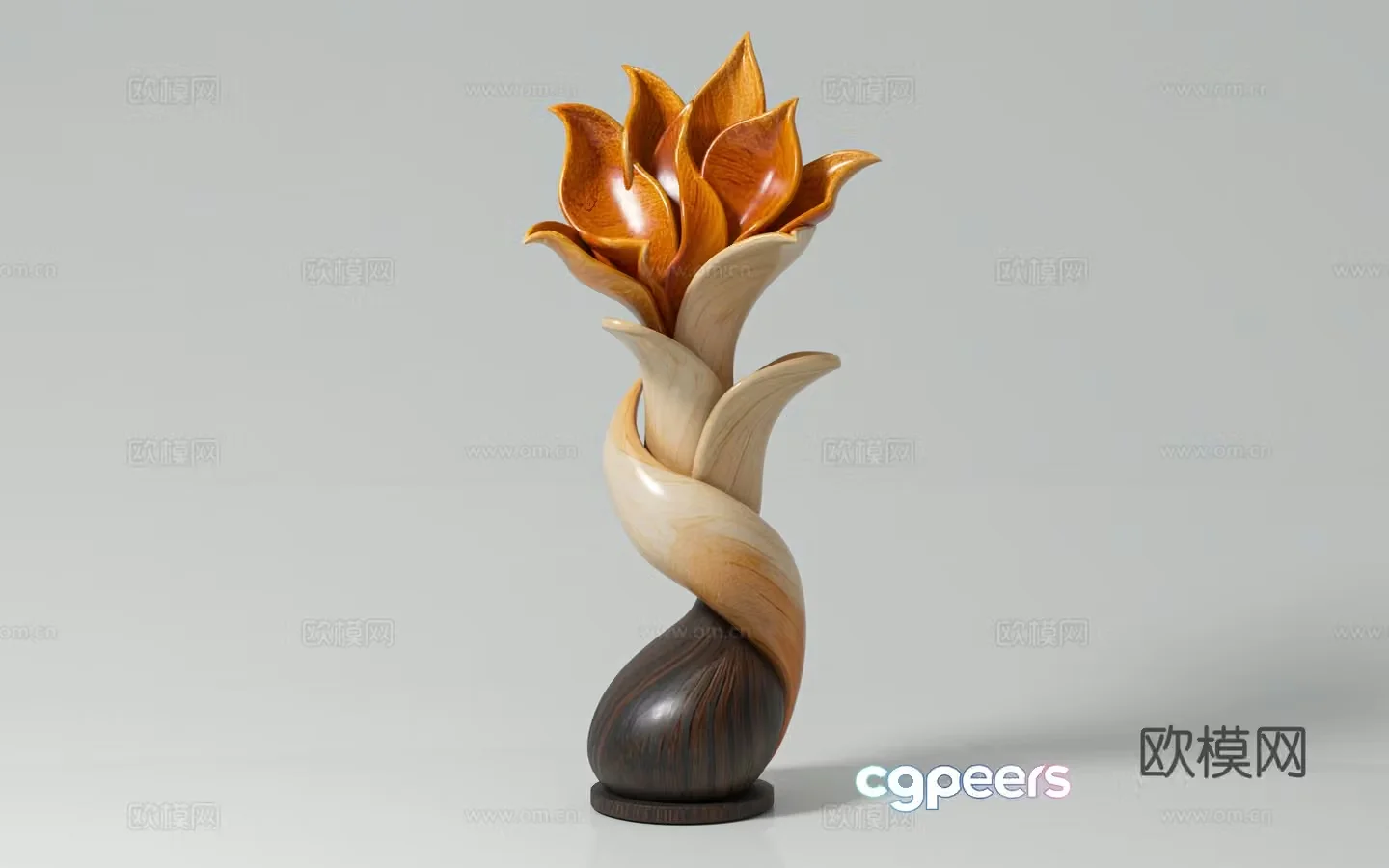 Immortal Flower and Wood Carving Sculpture Artistic Sculpture Ornaments Wood Carving Abstract Creativity Figure 3D Model