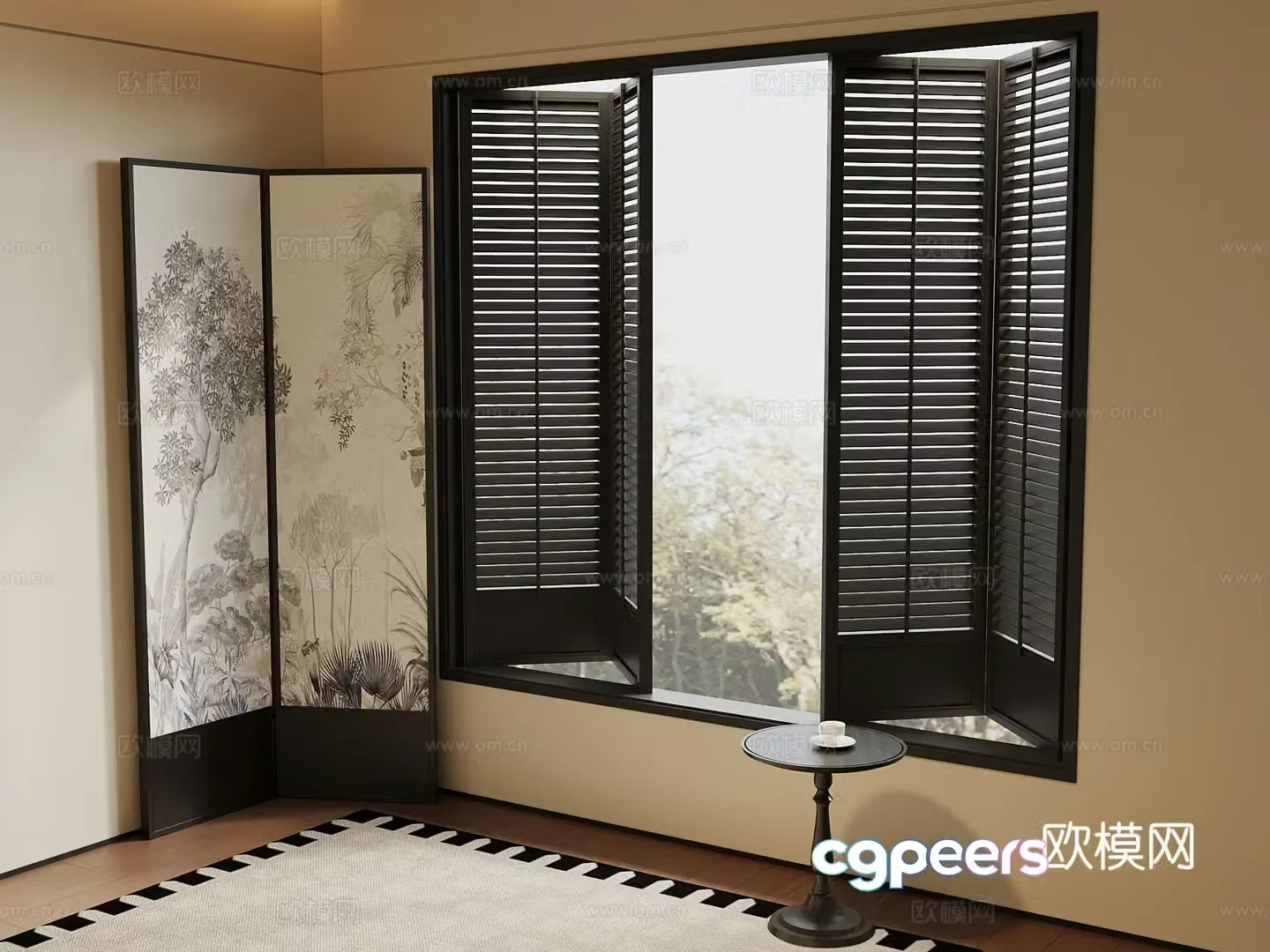 French retro style window blinds 3d model