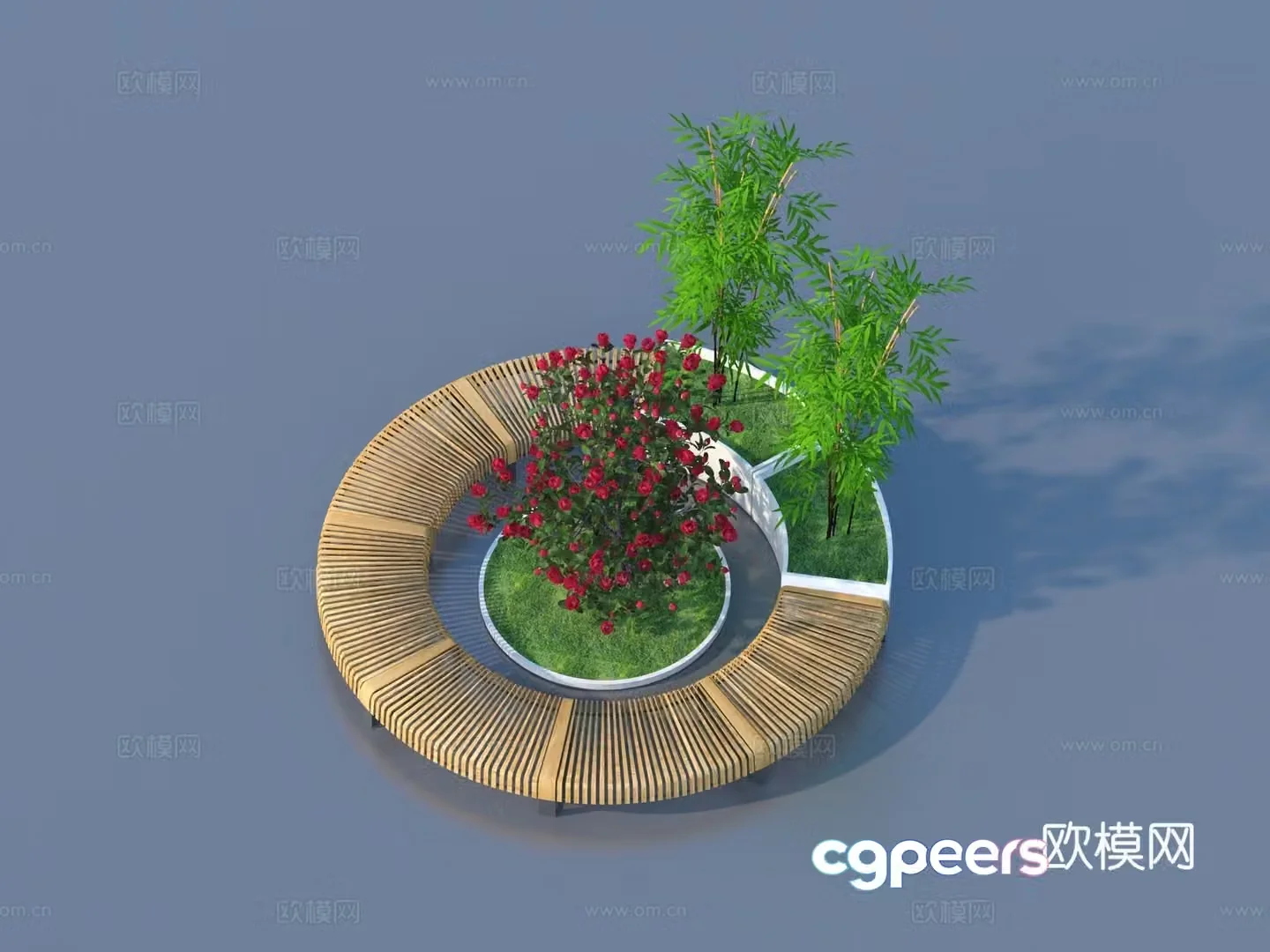 Tree Pool Sitting Bench Tree Pool Flower Bed 3D Model
