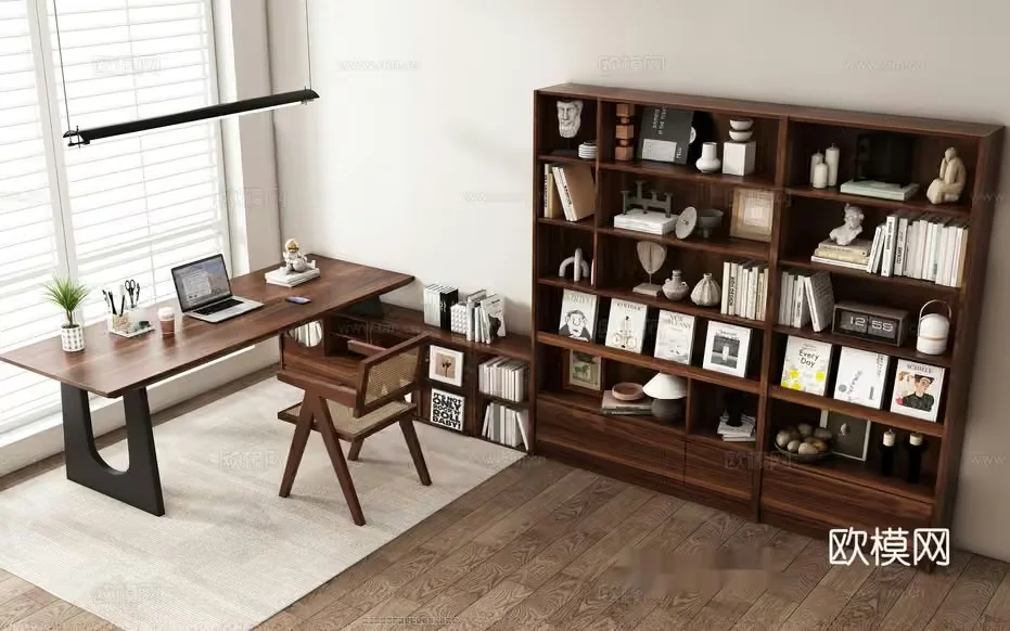 A Wooden Bookshelf 3D Model – 6794 – VRAY Render