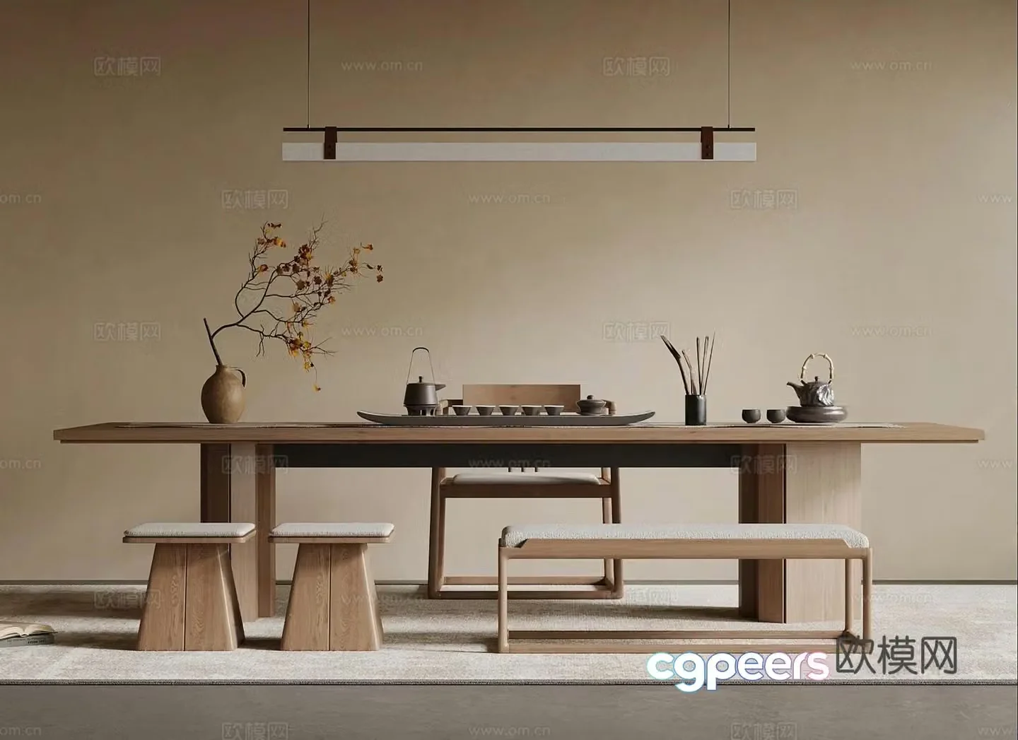 New Chinese tea table and chair_New Chinese tea table_Tea table and chair 3D model