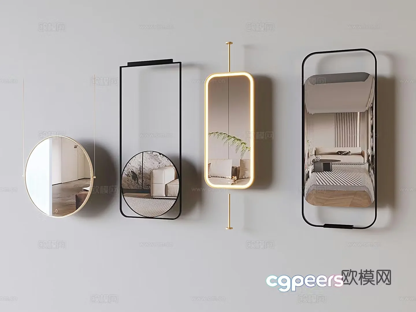 Hanging mirror decorative mirror cosmetic mirror 3d model