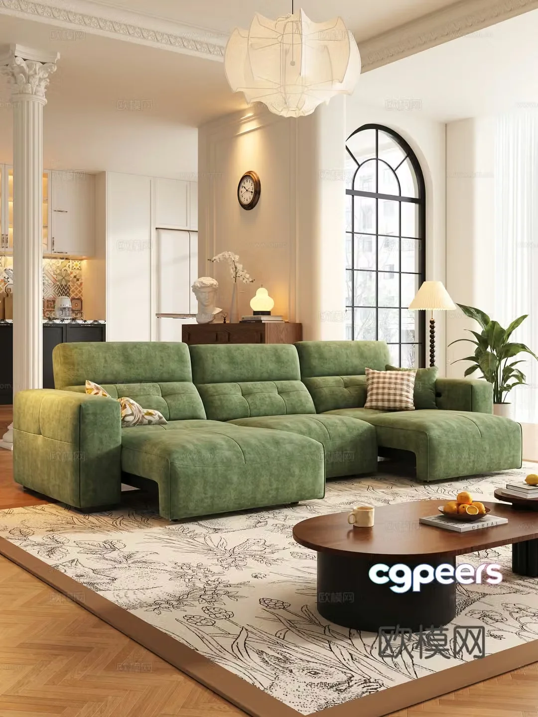 Modern medieval style living room 3d model