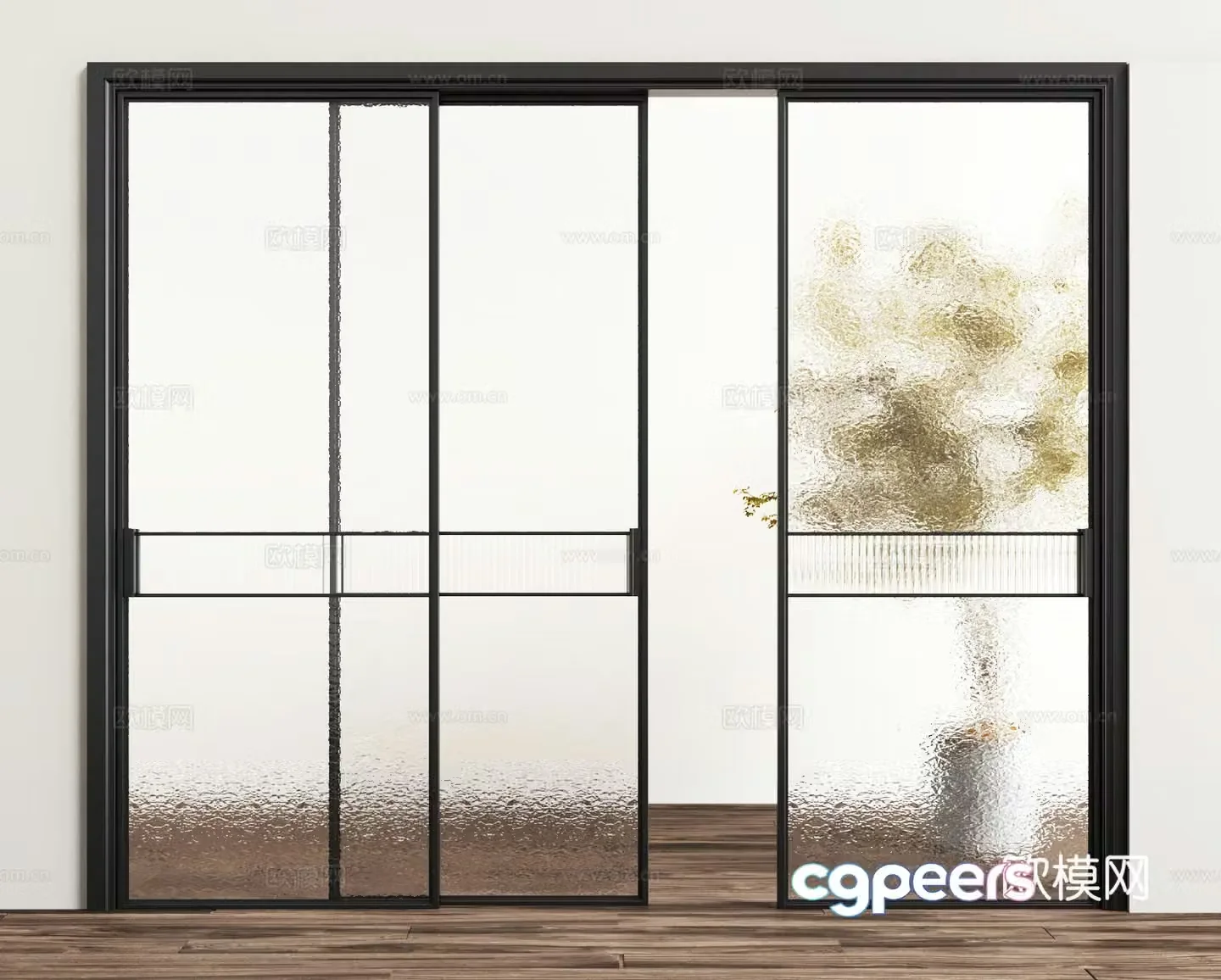 Modern glass sliding door 3d model