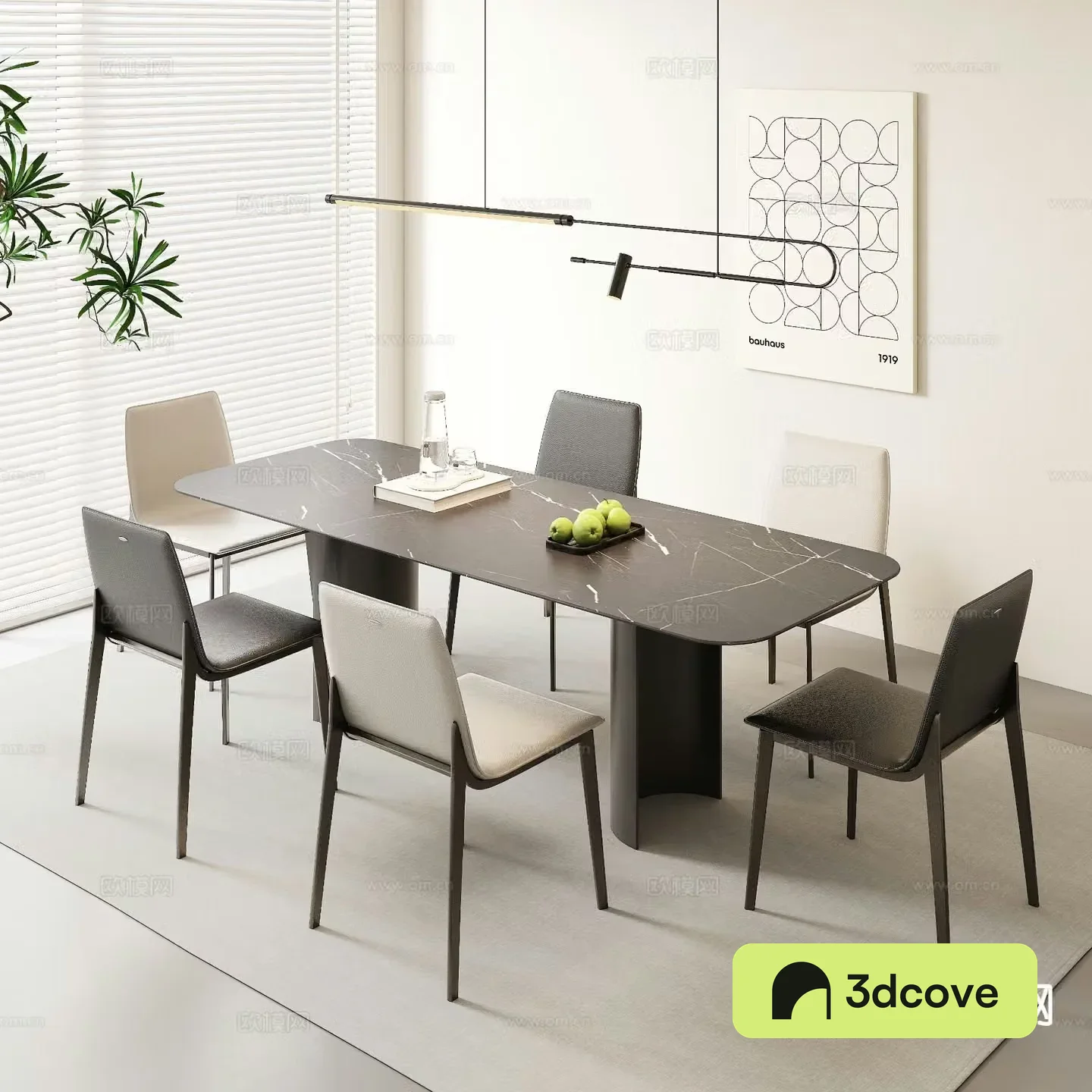 Italian simple dining table and chairs