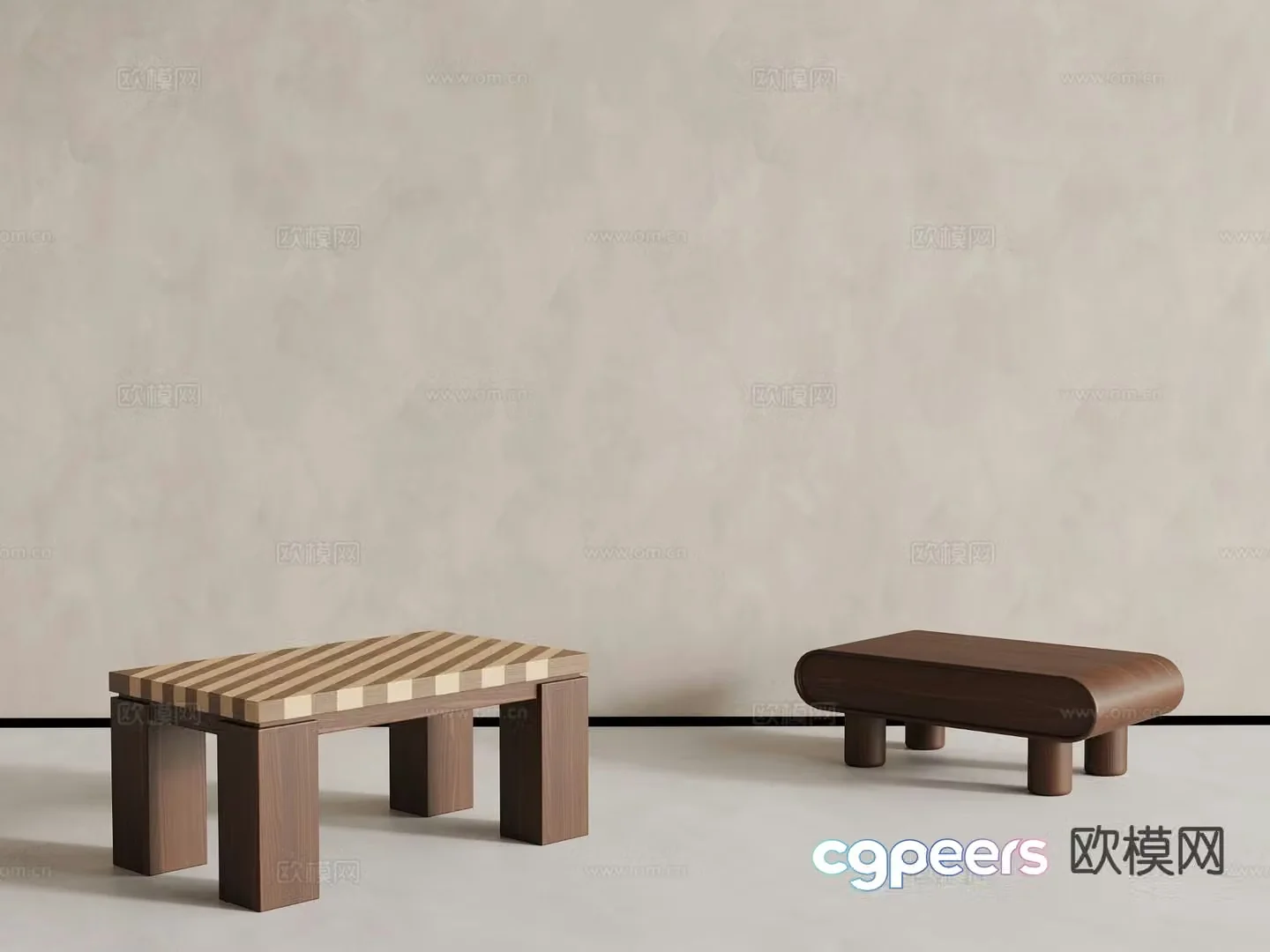 Medieval style stool low stool 3d model