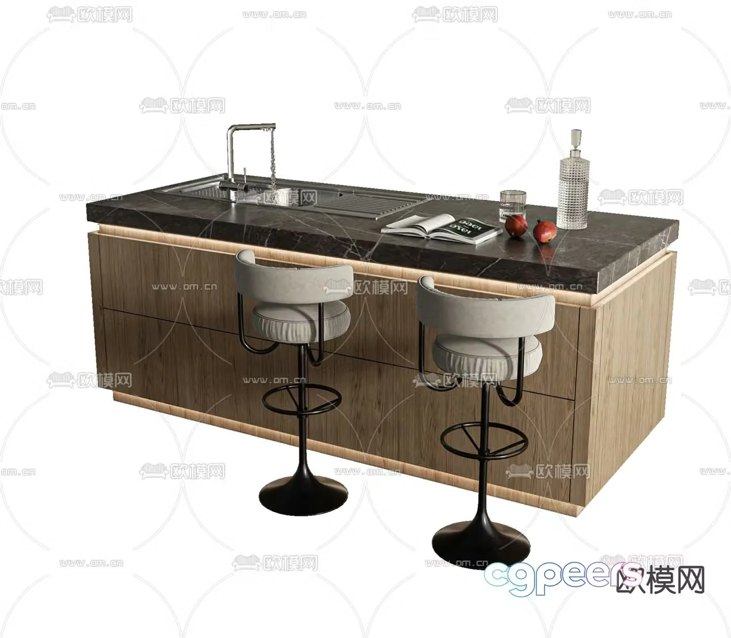 Modern bar island water bar 3D model
