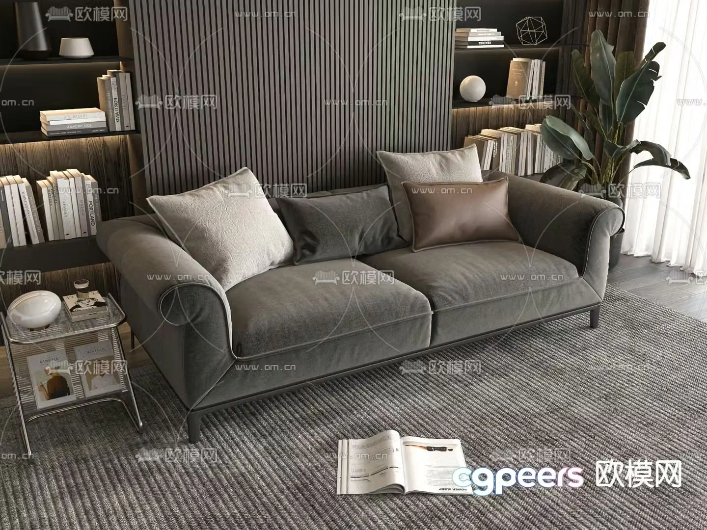 Double sofa upholstered sofa 3d model