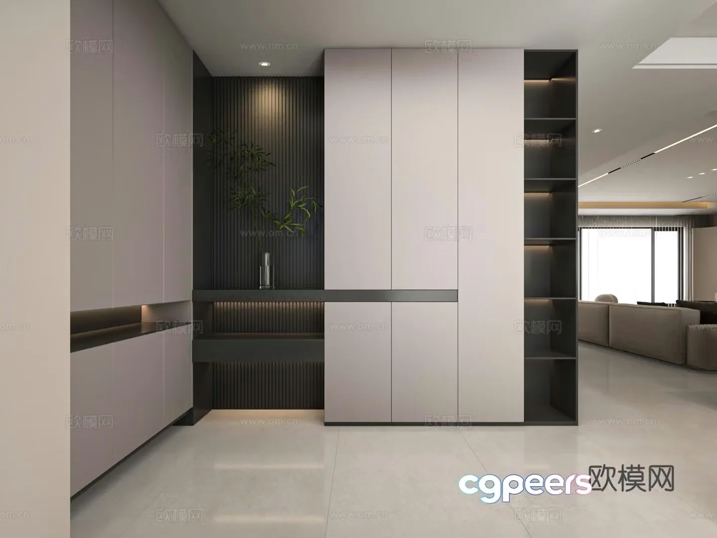 Modern villa entrance shoe cabinet 3d model