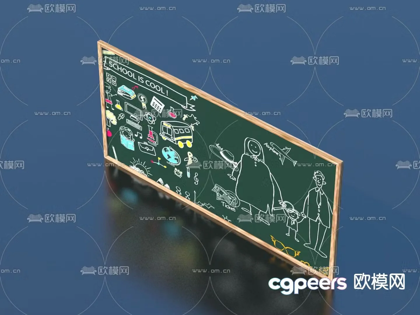 Billboard shop sign blackboard graffiti wall chalk drawing small blackboard 3d model