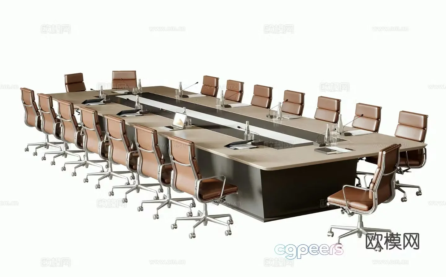 Modern conference table and chairs 3d model