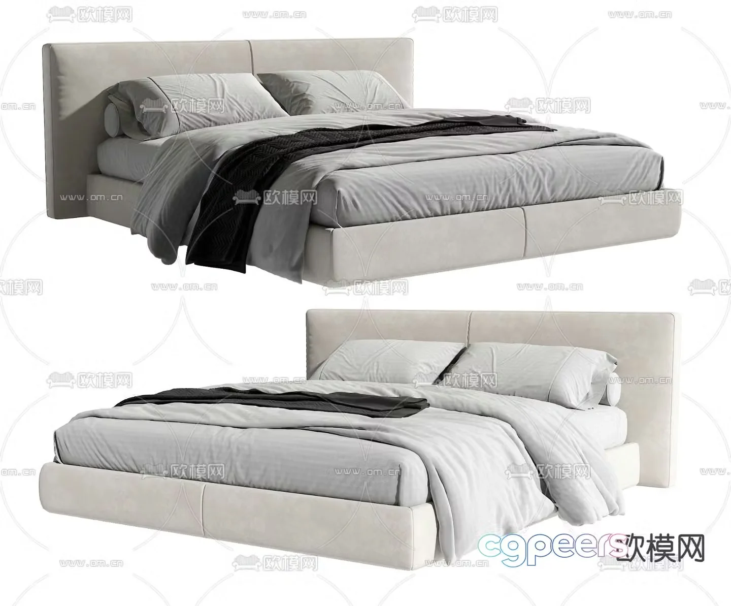 Modern double bed 3d model