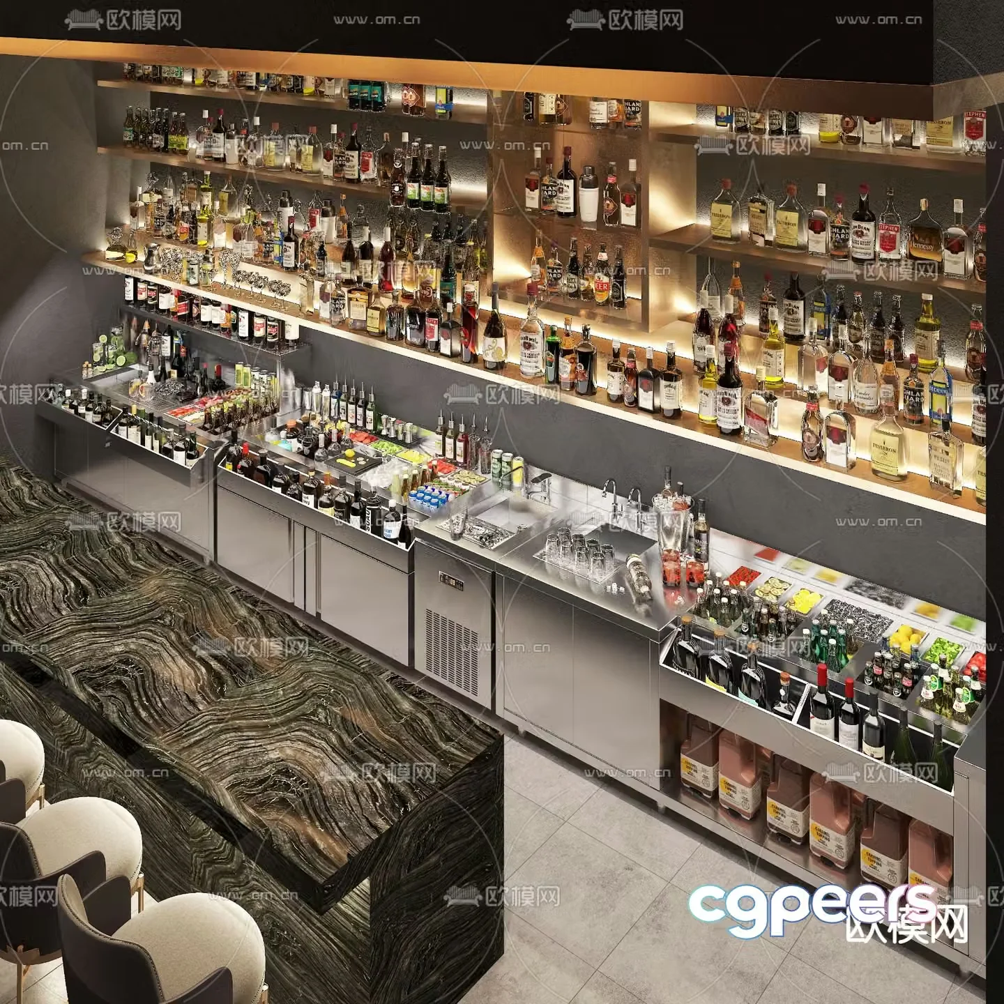 Wine cabinet wine console cocktail cabinet 3D model