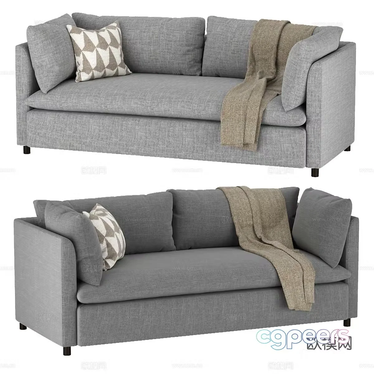 3d model of double sofa