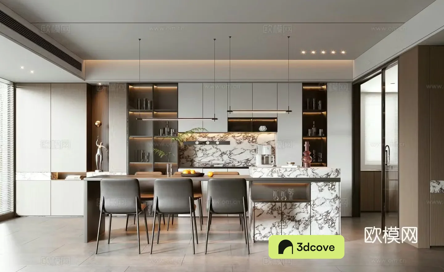 Modern light luxury kitchen restaurant