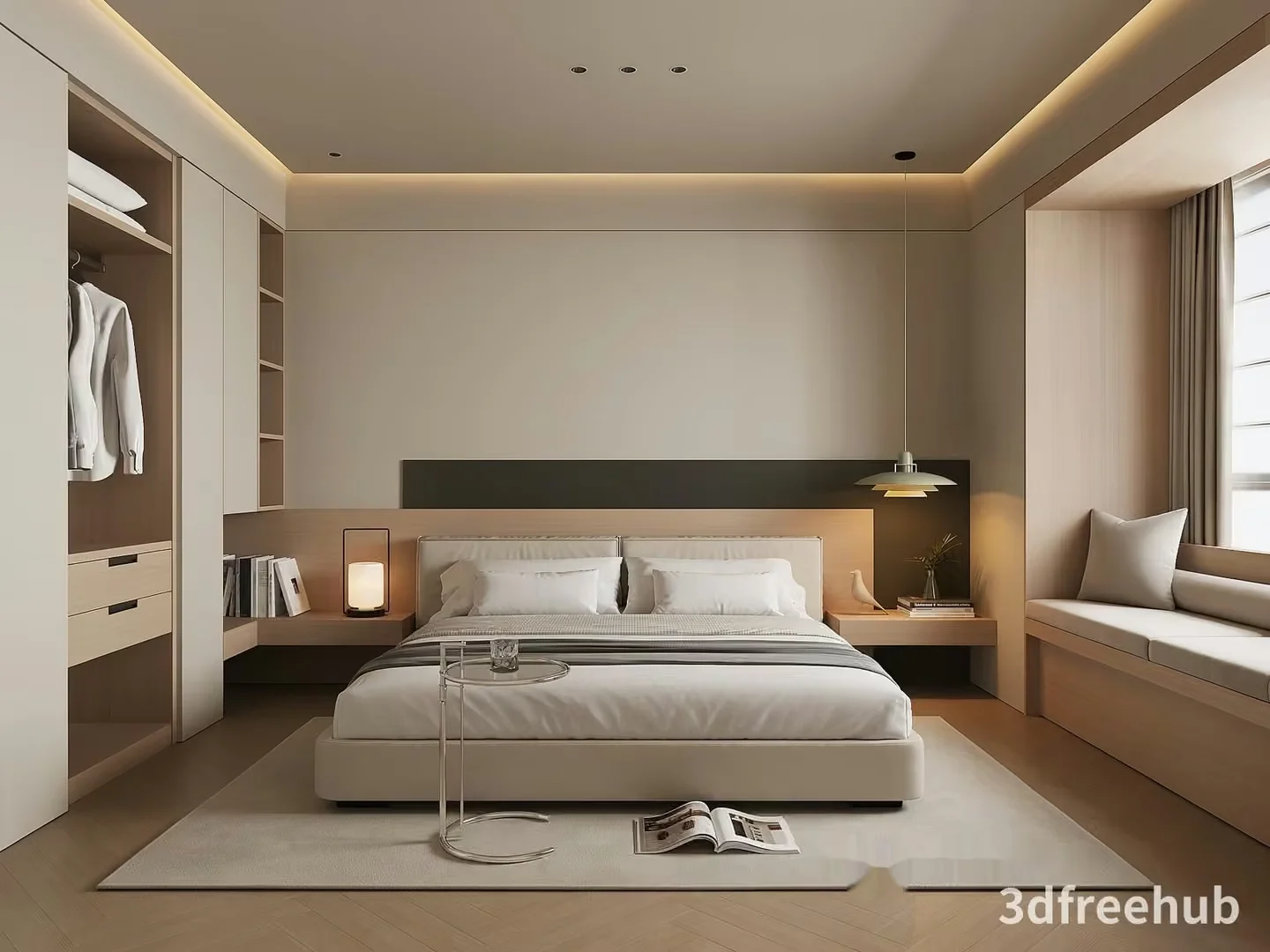 Cozy Minimalist Bedroom 3D Model – 23570 – VRAY Render