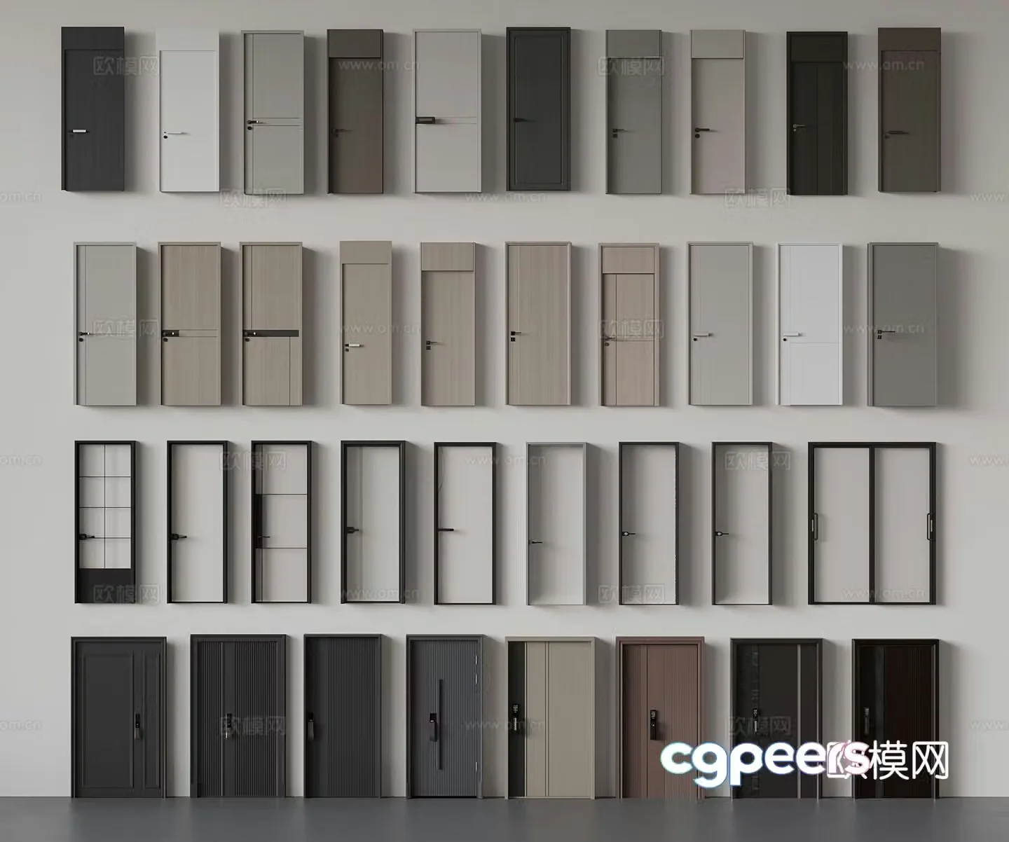 Modern door combination 3D model