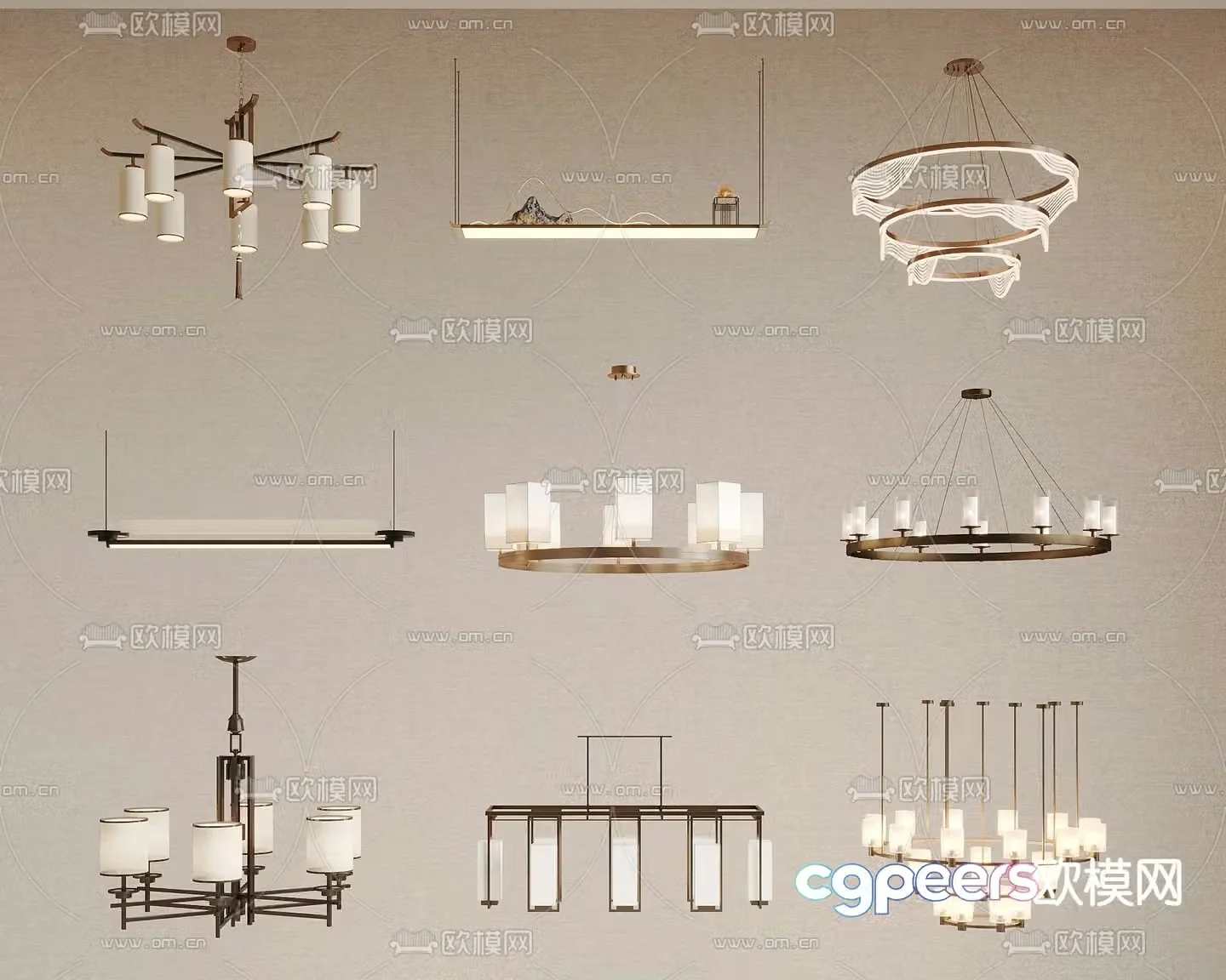New Chinese style chandelier 3d model